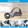 Rechargeable Headlamp High Power Headlight Torch Flashlight with 3 Light Modes for Fishing Running Camping Hiking - No Sensor Type