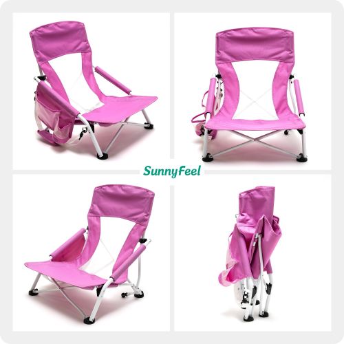 Low Folding Camping Chair, Portable Beach Chairs, Mesh Back Lounger For Outdoor Lawn Beach Camp Picnic - Pink Low Folding Camping Chair, Portable Beach Chairs, Mesh Back Lounger For Outdoor Lawn Beach Camp Picnic - Pink