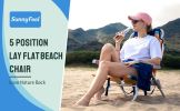 Reclining Beach Chair Outdoor Folding Lounge Chairs for Adults 5 Position Adjustable with Cooler Bag and Cushioned Neck Rest Backpack(2 pack) - Orange