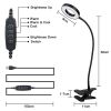 48 LED Reading Clip on Light for Bed, Eye Caring Bed Lamp for Headboard with Adapter - Black