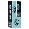 [Personalization Only] OFFICIAL NHL Colorblock Personalized Beach Towel - Seattle Kraken - Personalization Only