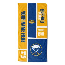 [Personalization Only] OFFICIAL NHL Colorblock Personalized Beach Towel - Buffalo Sabres - Personalization Only