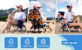 Reclining Beach Chair Outdoor Folding Lounge Chairs for Adults 5 Position Adjustable with Cooler Bag and Cushioned Neck Rest Backpack(2 pack) - Orange