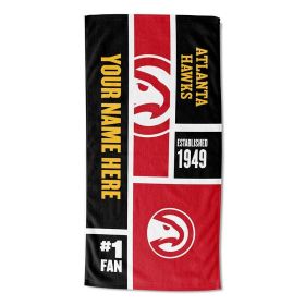 [Personalization Only] OFFICIAL NBA Colorblock Personalized Beach Towel - Atlanta Hawks - Personalization Only