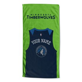 [Personalization Only] OFFICIAL NBA Jersey Personalized Beach Towel - Minnesota Timberwolves - Personalization Only
