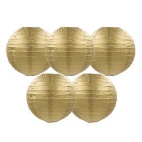 8 Inches 5 Pcs Golden Chinese Style Paper Lantern Blank Decorative Hanging Lanterns for Garden Party Wedding Lampshade - Default